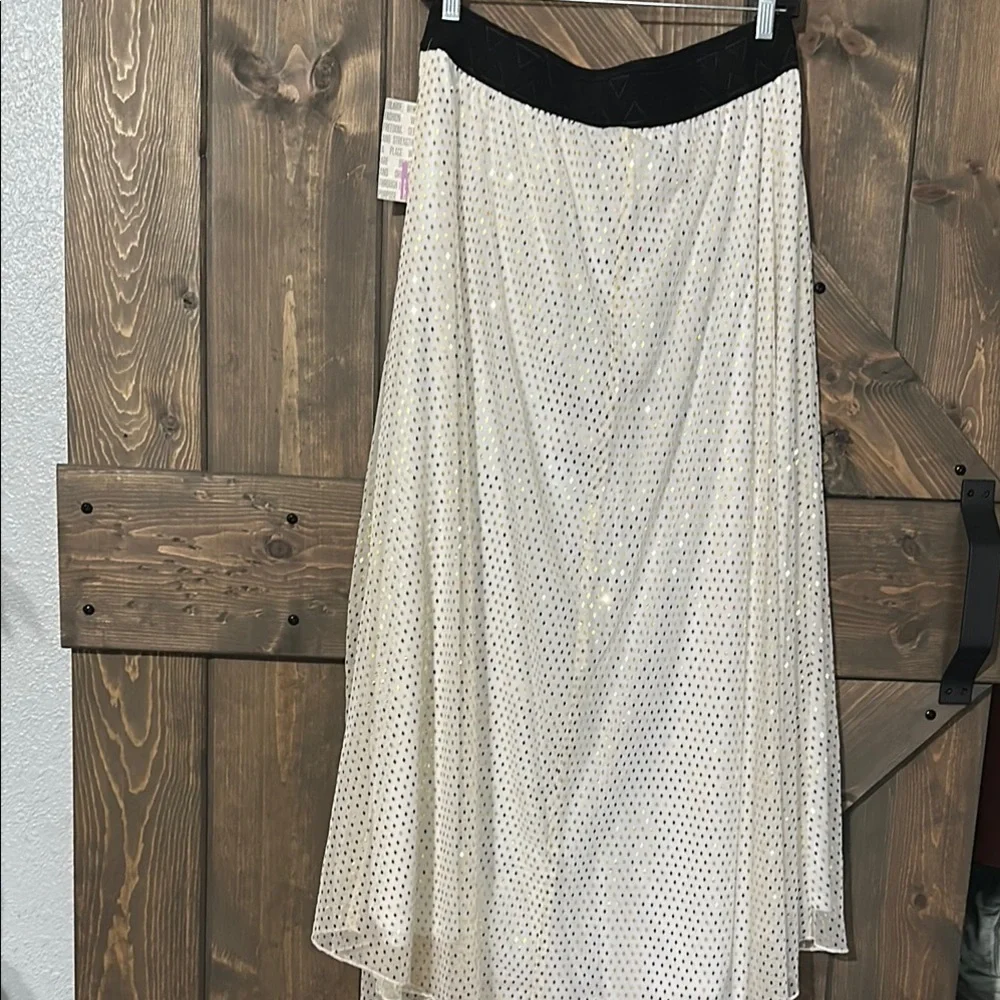 LuLaRoe‎ White and Gold Polka Dot Skirt